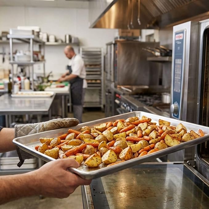 TrueCraftware- Half Size Aluminum Sheet Pan 18" x 13" Baking Sheets Set of 12- Oven Safe Baking Pan Baking Tray Cookie Sheet Baking Sheet Perfect for Baking Roasting and More - Image 2