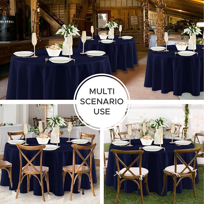 Fitable 8 Pack Navy Tablecloths 84 Inch Round for 36"-60" Tables - Image 5