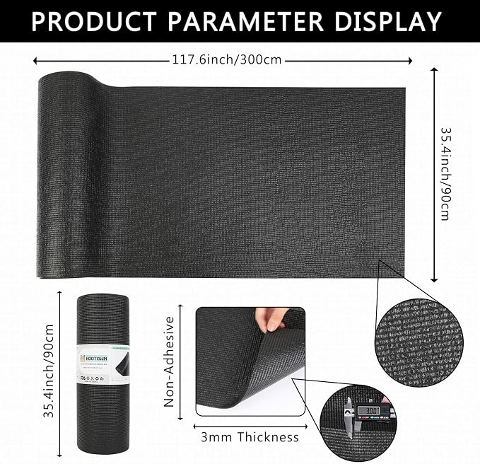 Foam Toolbox Liner Drawer Liner, Non-Slip Shelf Liners 35.4" x 117.6" Black - Image 2