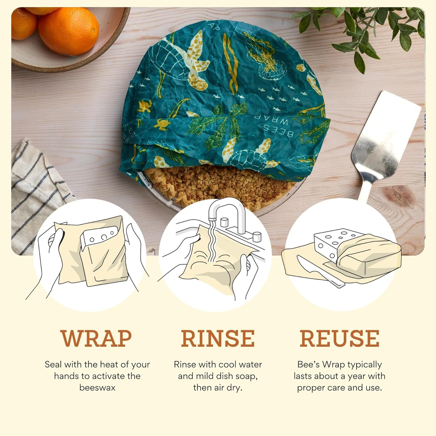 Bee's Wrap Beeswax Wraps for Food - Ocean Bread Wrap - Made in USA Reusable Bread Storage Bags - Organic & Eco-Friendly Alternative to Aluminum Foil, Sourdough Bags & Plastic Wrap