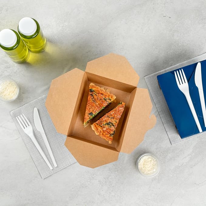 Restaurantware-Bio Tek 6.7 x 5.5 x 2.6 Inch Food Containers, 200 Durable Takeaway Boxes - Disposable, Sturdy, Frenchie Paper 45 Ounce Takeout Boxes, Rectangle, For Takeouts And Delivery, Or Picnics - Image 7