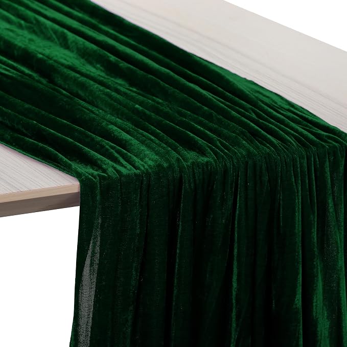 MDS® Pack of 20 | Hunter Green | Velvet Table Runner 20 x 120 Inches 10ft Long Luxurious Soft Romantic Wedding Runners for Party Reception Bridal Shower Birthday Banquets Dinner Table Decoration - Image 5