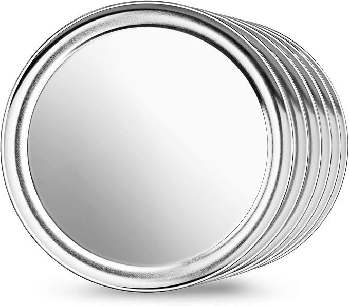 New Star Foodservice Restaurant-Grade Aluminum Pizza Pan/Tray with Wide Rim, 12 Inch, Pack of 6 - Image 2