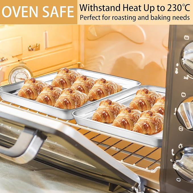 Baking Trays for Oven Non Stick Set of 2, Premium Stainless Steel Oven Tray, Durable Cookie Sheets Pan for Baking Cooking Serving - 18 x 13 x 1 inch, Dishwasher Safe and Easy Clean - Image 5