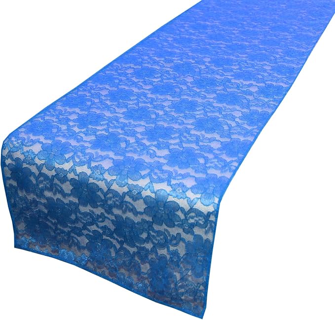 Zen Creative Designs 10 Pack Floral Lace Table Runner Sheer Lace Event Party Wedding Table Decor (12" by 72", Royal Blue) by ZenCreativeDesigns