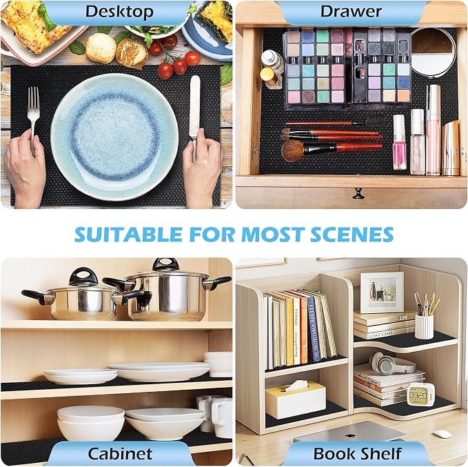 Drawer Liners, Waterproof Shelf Liner, Anti-Slip Non-Adhesive BPA Free Kitchen Cupboard Cabinet Liner Refridge Fridge Mats Sink Protector Strong Durable for Home (Black/19.7in x 20Ft) - Image 5