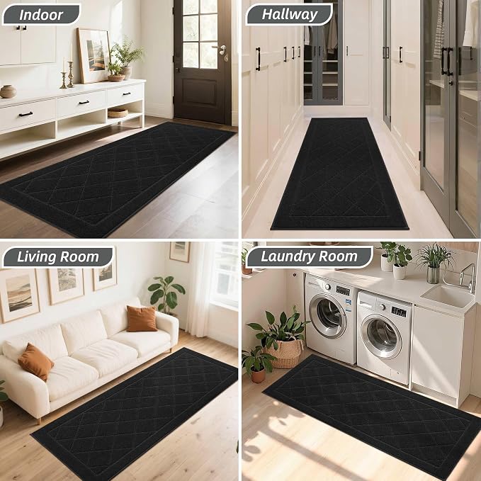 BEQHAUSE Dirt Trapper Door Mat 32" x 72", Doormat Non-Slip, Black - Image 8