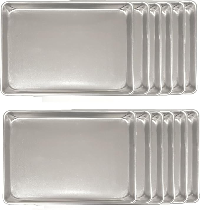 TrueCraftware- Half Size Aluminum Sheet Pan 18" x 13" Baking Sheets Set of 12- Oven Safe Baking Pan Baking Tray Cookie Sheet Baking Sheet Perfect for Baking Roasting and More by Unknown