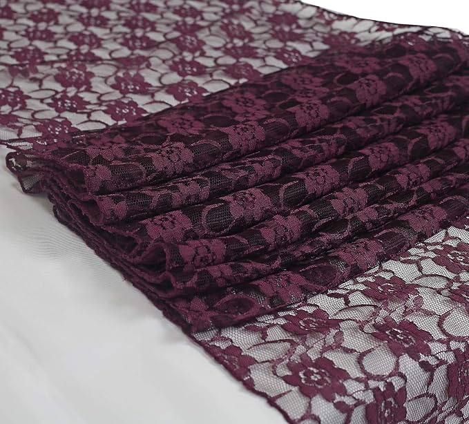 VDS Pack of 12 Floral Lace Table Runners Centerpiece Cloth Linen for Wedding Bithday Graduation Engagement Ceremony Events Party Banquets Table Decoration (12x108 inch) (Plum) by VDS