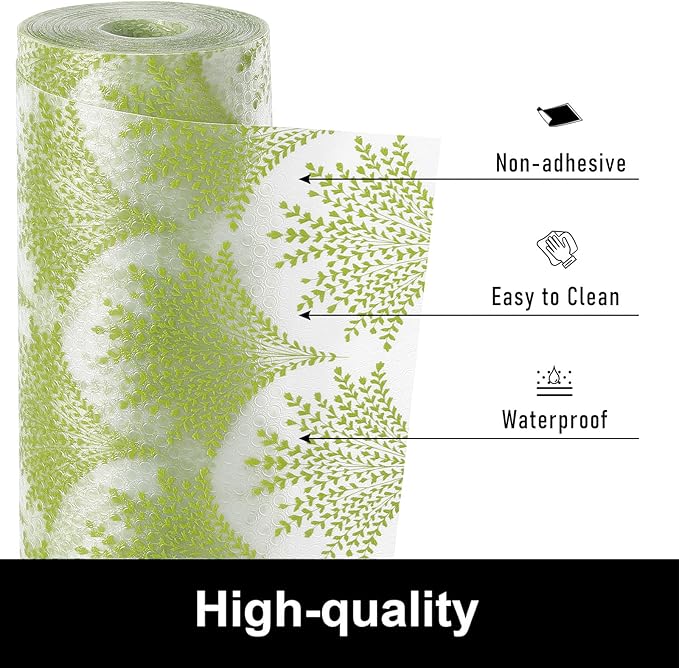 Cooyes Shelf Liners for Kitchen Cabinets, Refrigerator Liners Waterproof & Oil-Proof Kitchen Cupboard Liner Drawer Mats EVA Material Non Adhesive Fridge Liner for Shelves（17.5" W x 360" L） - Image 5
