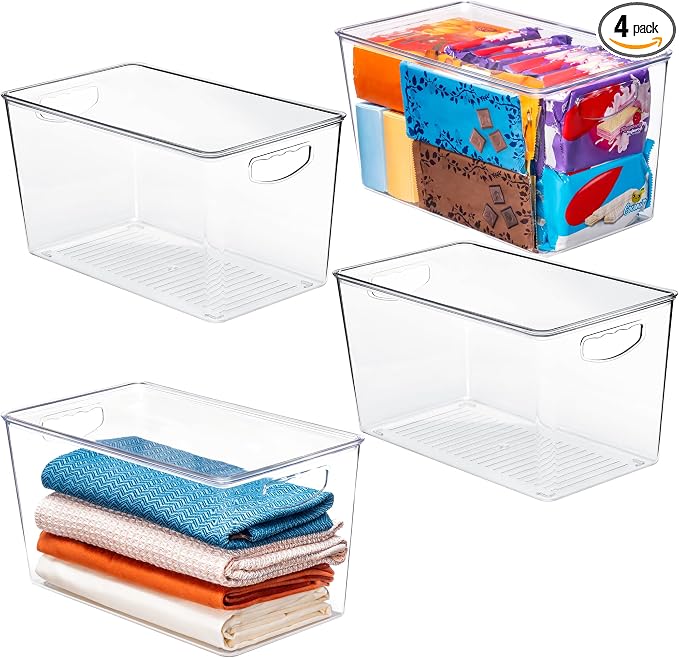 theaoo XLarge Clear Storage Bins with Lids, Stackable Containers, 4 Pack by theaoo