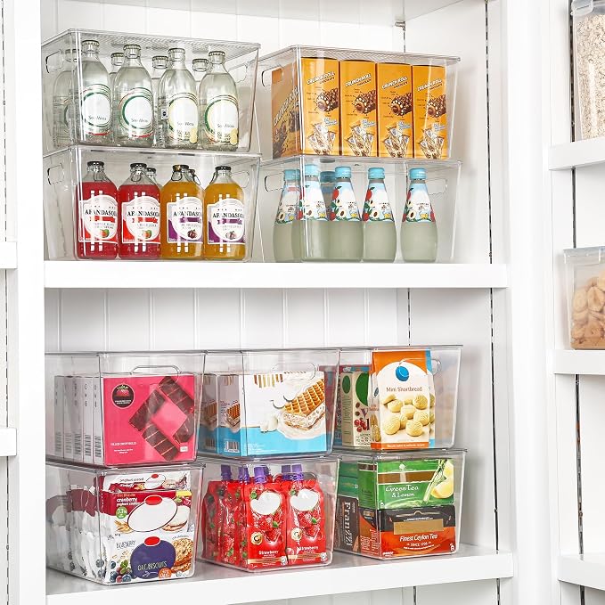 Vtopmart 6 Pack Clear Stackable Storage Bins with Lids and Handles, XLarge | BPA-free Plastic, Organize Vertically, For Pantry Kitchen Fridge Cabinet Closet Bathroom, Built to Last, Easy to Move - Image 4