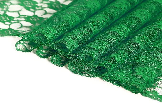 MDS Pack of 12 Wedding 12 x 108 inches Lace Table Runner for Wedding, Decorations for Birthday Parties, Banquets, Graduations, Engagements, Suitable All Dinner Tables - Hunter Green - Image 6