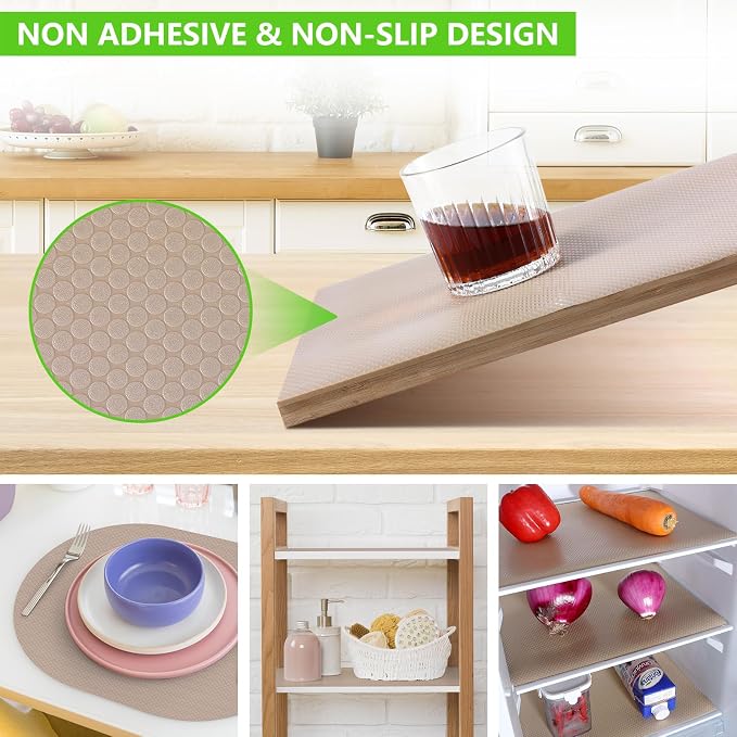Shelf Liner Non Adhensive Cabinet Mat Beige 11.8"× 236.2" (Pack of 2) - Image 8