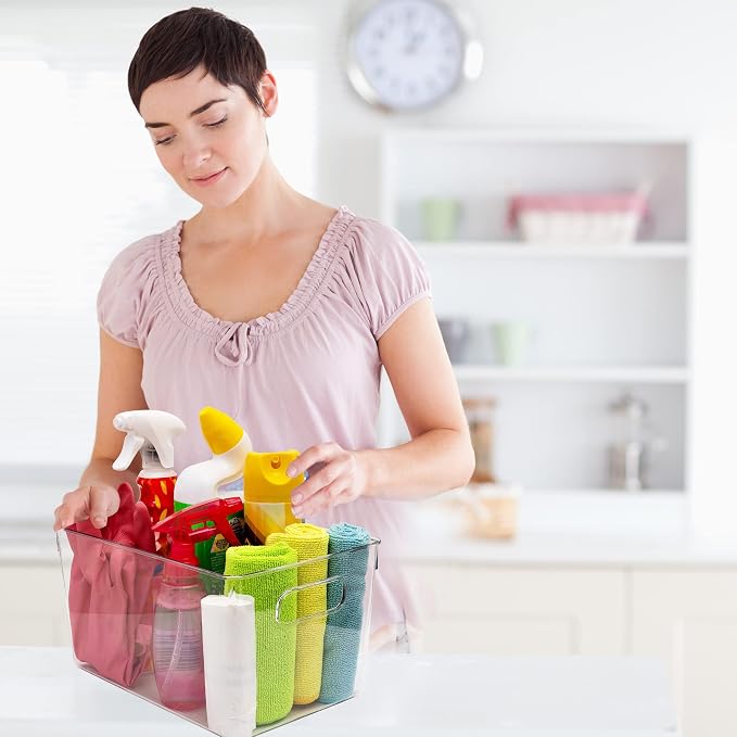 Clear storage organizer bins, Kitchen Cabinet Organizers and Storage Baskets Pantry Fridge Containers for Organizing Cabinet Organization Perfect for, Foods, Snacks, Chips, Vitamin, Spices, Makeup - Image 4