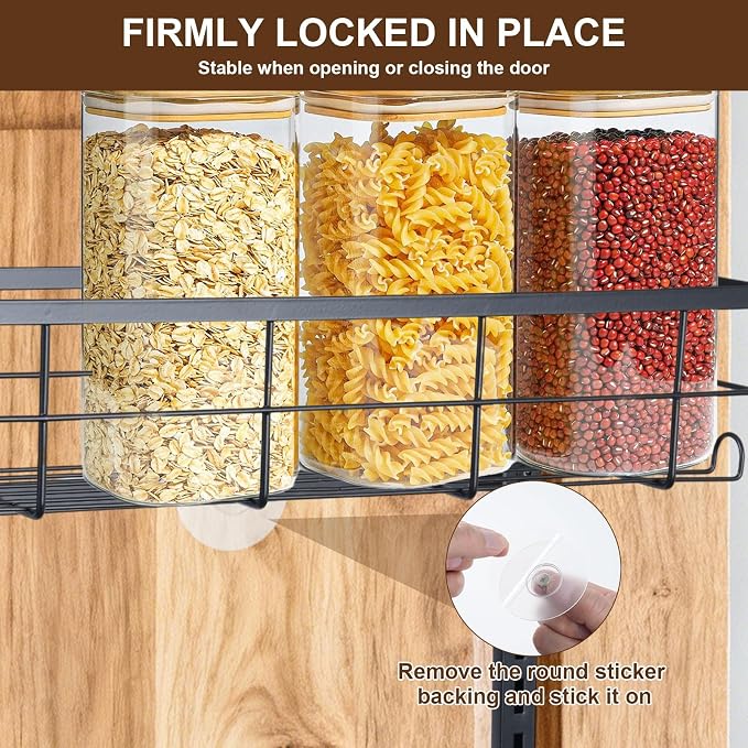 Pantry Door Organizer, 9-Tier Over The Door Pantry Organizer for Kitchen Pantry Storage, Adjustable Metal Hanging Spice Rack with 9 Baskets for Pantry Kitchen Bathroom Laundry Room Closet, Black - Image 6