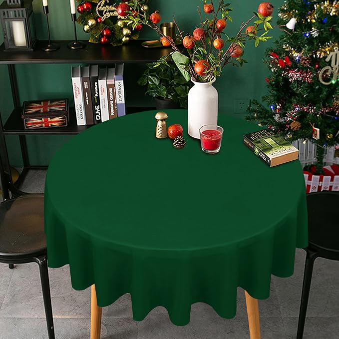 sancua Round Tablecloth 48 Inch Fits 20-36 Inch Tables, Hunter Green - Image 4