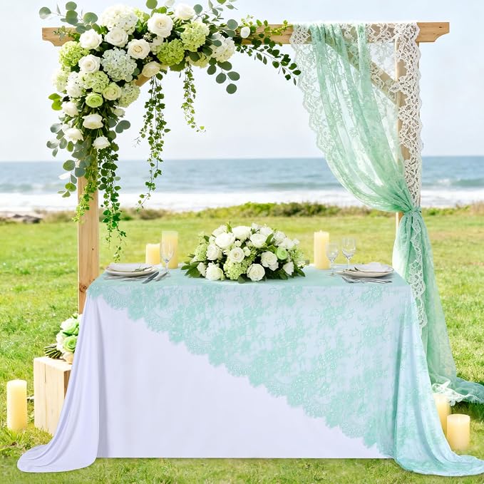 Lace Table Cloth Vintage Lace Tablecloth Desk Fabric 60x120Inch for Garden - Image 2