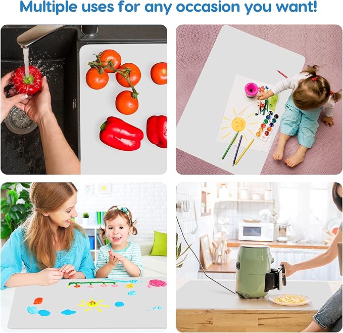 AECHY Extra Large Silicone Mat 35.3"x23.5"x0.08", Multipurpose Silicone Mat Thick Heat Resistant Mat Shipped Rolled Up Kitchen Counter Mat Nonslip Silicone Mats for Kitchen Counter Translucent - Image 5