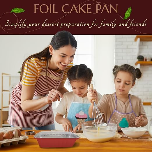 KitchenDance Disposable Aluminum Closable Loaf Pan with Plastic Lids, 2 Pounds, Red, 1850P - Image 4