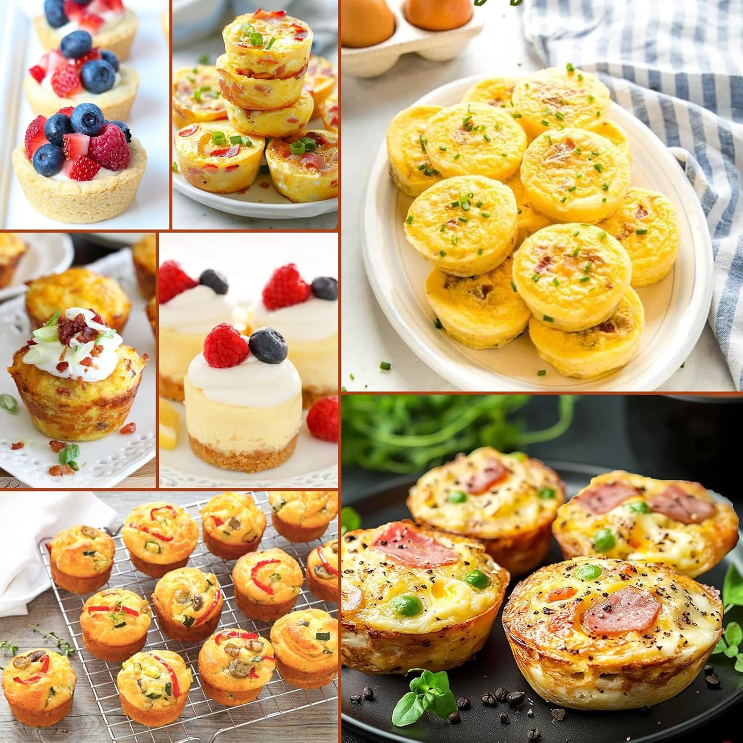 Juome Silicone Egg Bite Molds - 24 Cup Muffin Pans for Baking, Nonstick Cupcake Pan Silicone Mold for Making Tarts, Meatloaf and Mini Cheesecakes