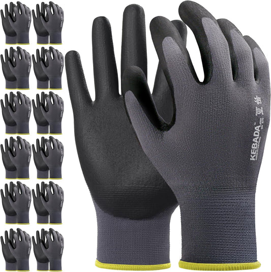Kebada Work Gloves for Men and Women, Foam Nitrile Coated Safety Gloves with Grip, Ideal for Warehouse Package Handling, Gardening, Mechanic and Construction, XS