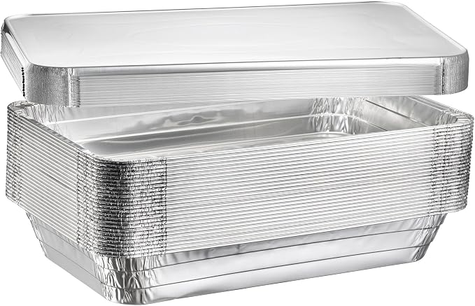 Full Size Deep Steam Aluminum Table Pans - Disposable to go Foil Pans for Chafing, Baking, Storing and Catering Containers (21” x 13” x 3”) (10, With Lids) - Image 9