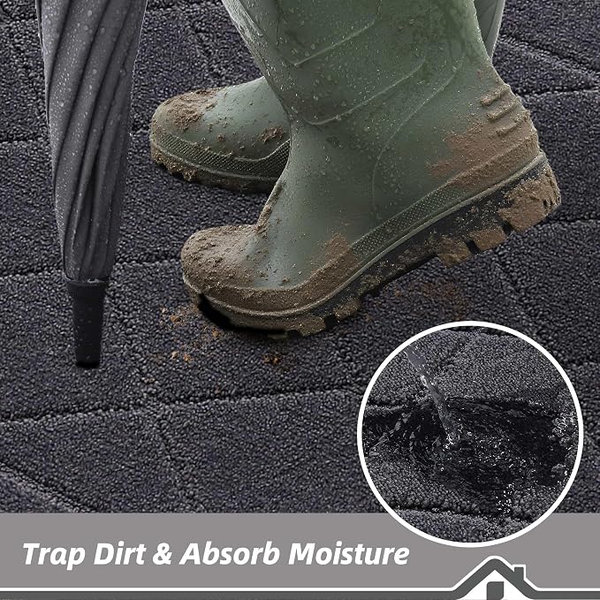 BEQHAUSE Dirt Trapper Door Mat 36" x 60", Doormat Non-Slip, Dark Grey - Image 3