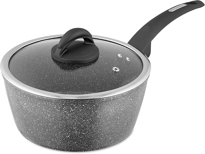 Tower Cerastone Saucepan with Easy Clean Non-Stick Ceramic Coating, 22 cm, Graphite by TOWER