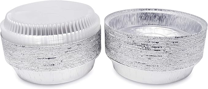 Fig & Leaf (45 Pack) Premium 9-Inch Round Foil Pans with Plastic Dome LIDS l Heavy Duty l Disposable Aluminum Tin for Roasting, Baking, Cake or Cooking - Image 5
