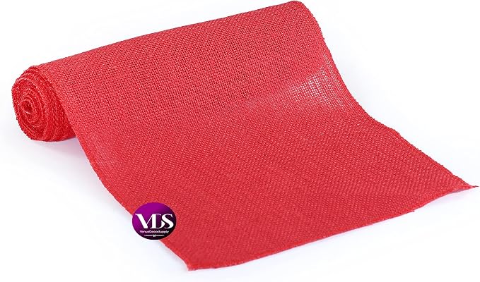 VDS Pack of 25, Burlap Table Runner 100% Natural Jute Rustic Hessian Table Cloth Centrepiece for Wedding Bridal Shower Birthday Event Party Banquet Table Decoration (Size 12X108 Inch)(Red) - Image 4