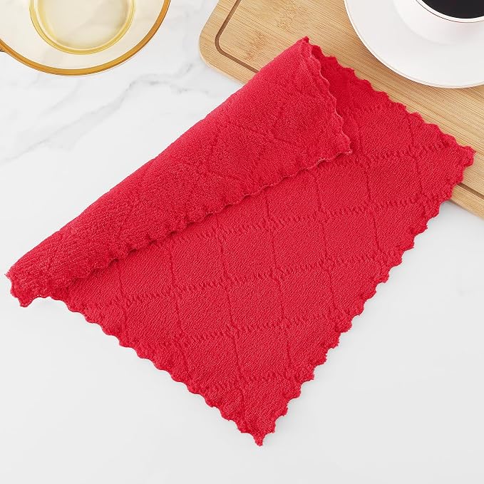 Homaxy 12 Pack Super Soft Absorbent Dish Cloths, 10" x 10", Red - Image 7