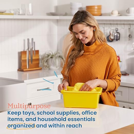 ECR4Kids Scoop Front Storage Bins, Multipurpose Organization, Assorted, 10-Piece | Durable plastic, GREENGUARD Gold Certified, 1.2 gallon capacity, lightweight & nestable, built-in handle, classroom/home use - Image 3