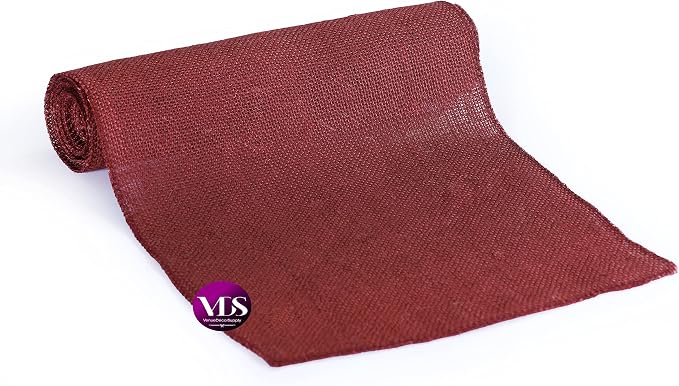 VDS Pack of 10, Burlap Table Runner 100% Natural Jute Rustic Hessian Table Cloth Centrepiece for Wedding Bridal Shower Birthday Event Party Banquet Table Decoration (Size 12X108 Inch)(Maroon) - Image 4