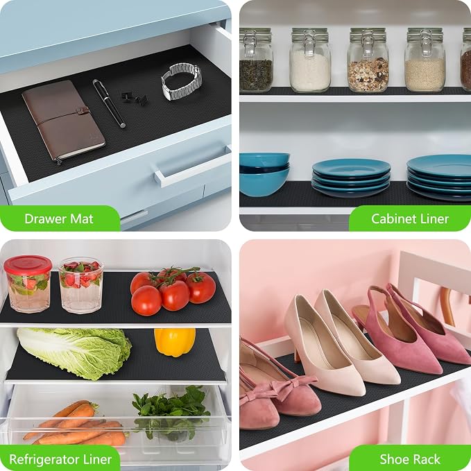 Shelf Liners for Kitchen Cabinets, Drawer, Fridge Liner Black 23.6"× 393.7" - Image 2