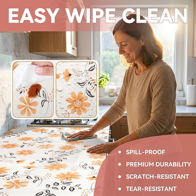 RAY STAR 20" x 10 Ft Shelf Liner for Kitchen Cabinets, Non-Adhesive Cabinet Liner Washable, Drawer Liner for Dresser Non-Slip Bathroom [Amber Blossom](3 Rolls) - Image 4
