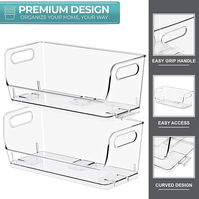 Sorbus Clear Pantry Organizer with Stackable Storage Bins, Open Front - Image 4