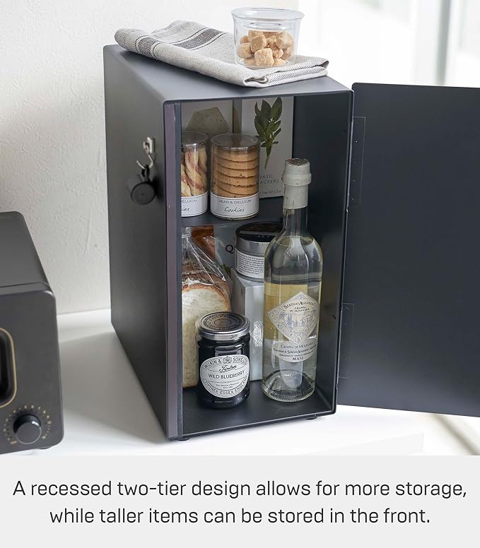 YAMAZAKI Home Tower Bread Box Keeper Holder Container, Metal Bread Holder Saver, Slim Space Saving Counter Storage - Steel - Image 3