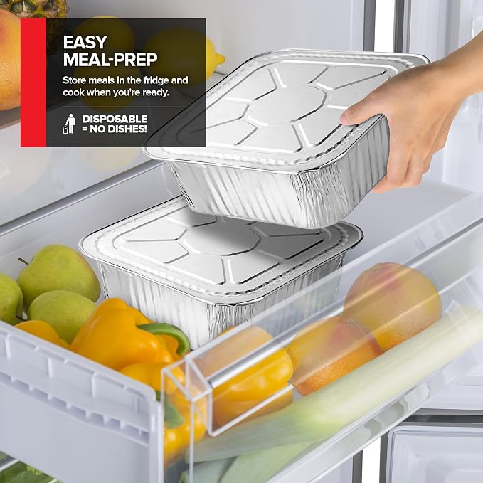 Stock Your Home Disposable Foil Pans with Lids (Set of 40) Heavy Duty Aluminum Pans with Lids (20) 9x13, (10) 8x8, (10) 1-Lb Baking Tins with Covers for Cooking, Heating, Storing, Holiday Dinner Meals - Image 6