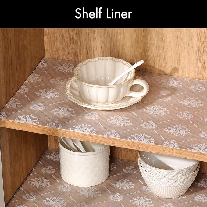Cooyes Shelf and Drawer Liners for Kitchen Cabinets, Non-Adhesive Cabinet Liners, EVA Waterproof Durable Shelf Paper for Refrigerator, Shelves, Cupboard with Modern Pattern, Easy to Cut - Image 2