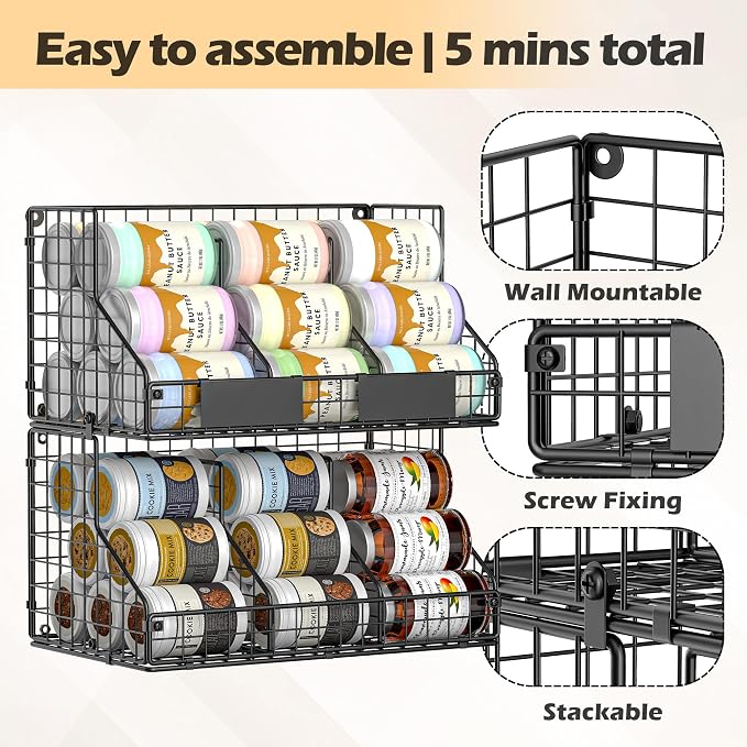 2 Pack Pantry Organizers and Storage Shelf Canned Food Organizer - Image 3
