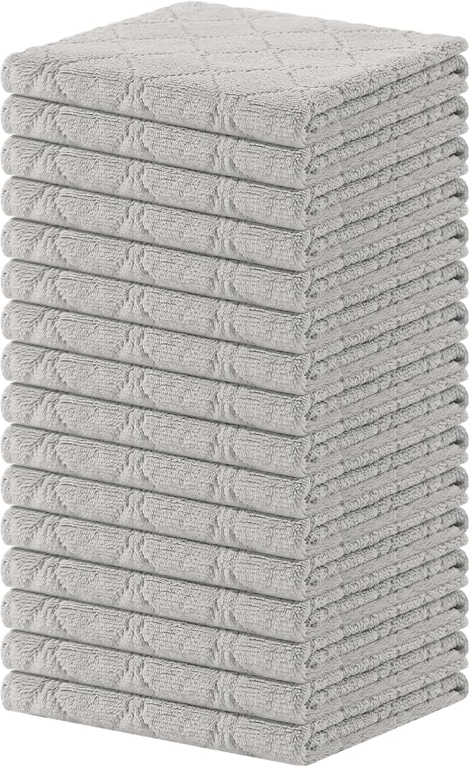 Homaxy Super Soft 16 Pack Coral Velvet Dish Cloths, 13" x 19", Grey by Homaxy