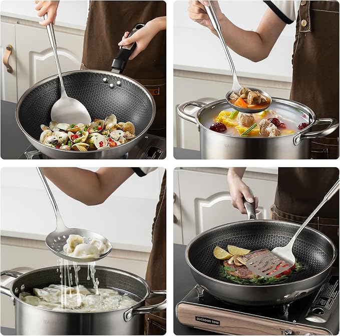 Cooking Utensils set 18/8 Stainless Steel (5 Pcs, Dishwasher Safe) - Image 4
