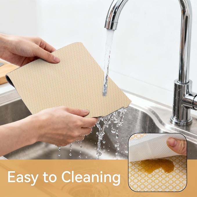 FIFTY FEET 12"x120" Non-Adhesive Shelf Liner for Kitchen Cabinets and Drawers, Washable Non-Slip PVC Cabinet Liner (Yellow Circle)(2 Roll) - Image 4