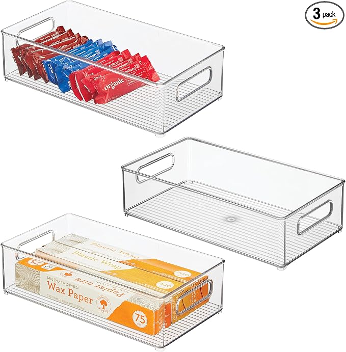 iDesign Stackable Fridge Bin, Clear, Set of 3 | Storage for Freezer or Pantry, Made in USA by iDesign