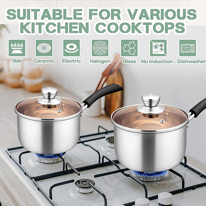 Herogo 1 Quart Saucepan with Lid, 18/10 Stainless Steel Small Sauce Pan Pot, 1Qt Saucepan for Gas Electric Stove Top Camping, Healthy & Rust Free - Image 5