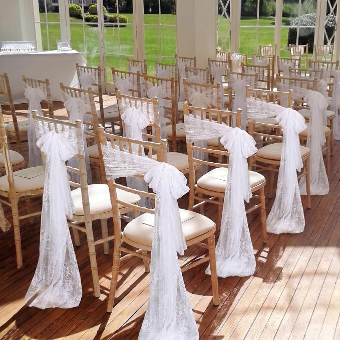 Remagr 12 Pcs White Lace Table Runner 30 x 120 Inch Vintage Rustic Boho Table Runners Embroidered Floral Lace Decor for Wedding Party Bridal Shower Baby Shower - Image 5