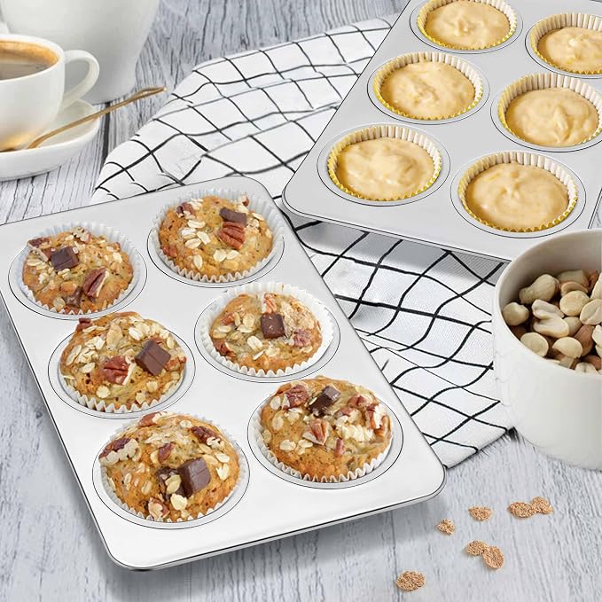 Homikit 1 Pack Stainless Steel Muffin Pan, 6-Cup, Regular Size, Non Toxic | Metal Cupcake Tray for Toaster Oven, Muffin Baking Tins for Egg Bites, Nonstick, Rust Free, Easy Release, Dishwasher Safe - Image 8