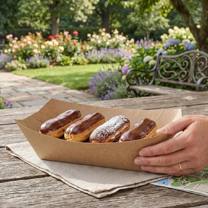 Restaurantware Kraft Paper lb Paper Food Tray Boat, 50 Pack - Image 5