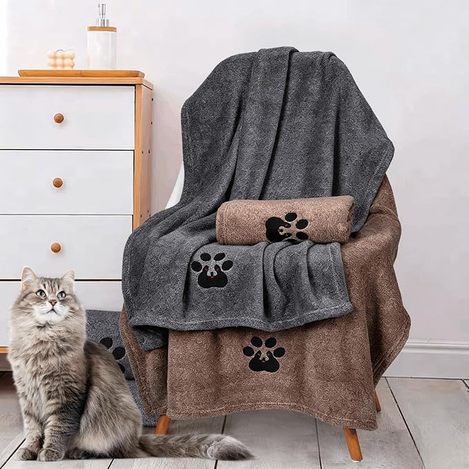 Dogvingpk Dog Towels for Drying Dogs 2 Pack - Super Absorbent Soft Quick Dry Microfiber Pet Bath Towel for Medium & Small Dogs, 36 * 28 Inch Black and Brown - Image 2